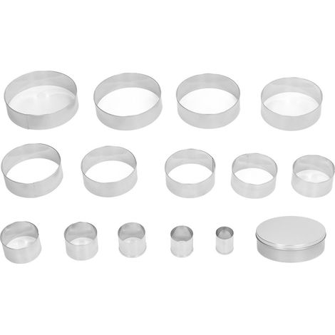 14-teiliges Kuchen-Design, Edelstahl-Ringform, runder Brotausstecher, kleine Backwerkzeuge. (1/5)