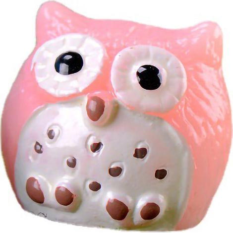 Mini figura de búho hecha de resina, colores brillantes, linda, pequeña, resistente, segura, inodora, ideal para el hogar, la oficina o estante, pequeña, rosa
