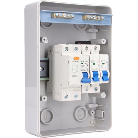 Boîte de distribution 230V 2 voies étanche standard UE, 2MCB (B6A+B32A) + interrupteur différentiel 63A 1P+N, disjoncteur type B, coffret électrique résistant à l'eau. (1/5)