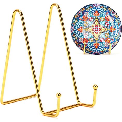 Présentoir décoratif - Présentoir - Porte-assiettes - Présentoir - Support pour cadre photo - Métal - Or (1/5)
