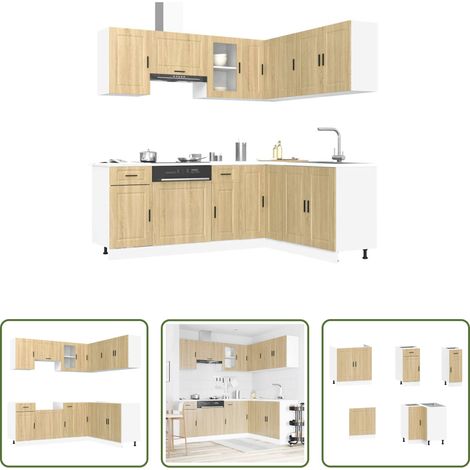vidaXL Armoires murales - Ensemble d'armoires de cuisine 11 pcs Porto bois d'ingénierie (1/5)