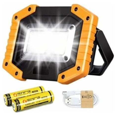 Lampe de Travail Portable Rechargeable 30W, 3 modes COB LED Rechargeable Projecteur, 2000LM Super Lumineux Projecteur extérieur COB avec USB étanche pour Camping,Garage, Randonnée, Batterie Lncluses (1/5)