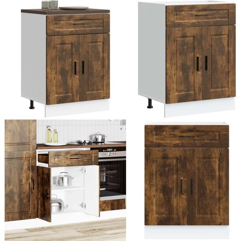 Base da Cucina Porto Rovere Fumo in Legno Multistrato - Base da cucina - Armadio in truciolato
