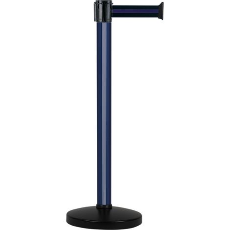 Poteau Alu Bleu laqué à sangle Noir/Bleu 3m x 50mm sur socle portable - 2010092 (1/2)