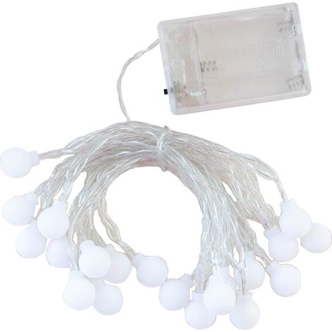 (Nécessite 3 piles AA, diamètre des sphères : 1,5 cm) Guirlande lumineuse sphérique décorative de Noël à LED - 3 mètres, 20 têtes, lumière sphérique (fil transparent) (1/2)