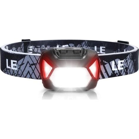 Lampe frontale à piles, 1300 Lux LED ultra-bright avec lumière rouge, étanche IPX4 pour camping, randonnée, chasse et urgences (1/5)