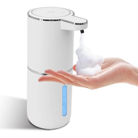 Intelligenter Seifenspender mit Sensor, weißes Schaummodell, 11,2 x 7,5 x 20 cm, Wandmontage mit Sensor. (1/5)