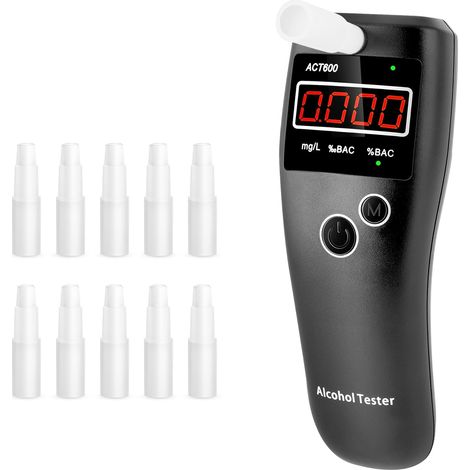 Etilometro elettronico omologato NF, etilometro con display LCD digitale, alcol tester portatile 20 bocchini per uso domestico e professionale (1/5)