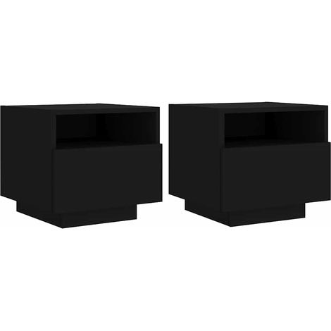 Maison Exclusive - Nachttische mit LED-Leuchten 2 Stk. Schwarz 40