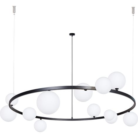 Lampadario Sigma BOLERO nero anello 12 luci G9 sfere
