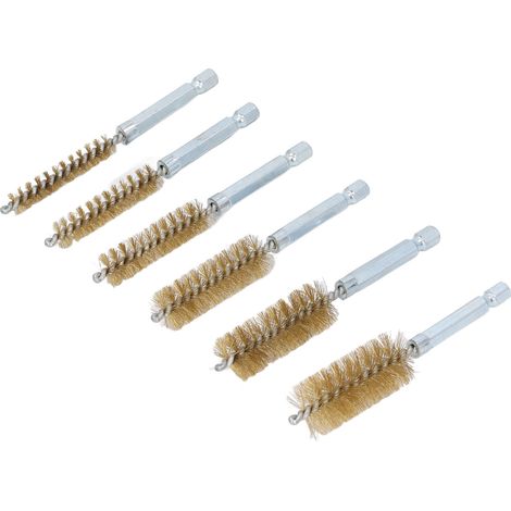 Lot de 6 brosses de nettoyage pour perceuse électrique et visseuse à percussion, en fil torsadé antirouille de 10 cm (4 po), avec tige hexagonale de 6,35 mm (1/4 po), couleur cuivre jaune. (1/5)