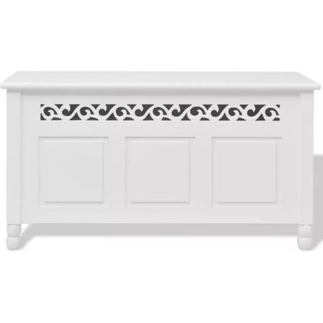 Banc de rangement bois blanc Karys (1/4)