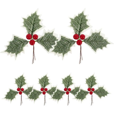 6 décorations de Noël décoratives pour bureau, ornement de vitrine, feuilles artificielles (1/5)