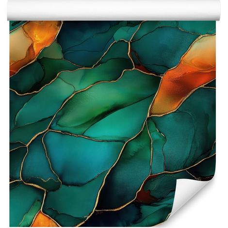 Papel pintado Tinta marina, turquesa y verde botella 50x1000 cm (1/5)