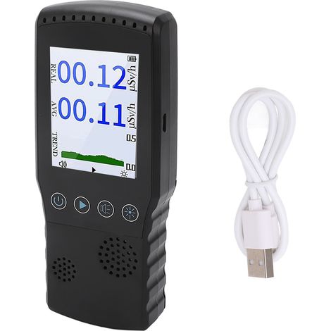 Tragbarer Detektor für nukleare Strahlung, Echtzeitüberwachung, LCD-Bildschirm, USB-Ladeanschluss, Messgerät für ionisierende Strahlung, 2500-mAh-Akku, Farbe: Schwarz