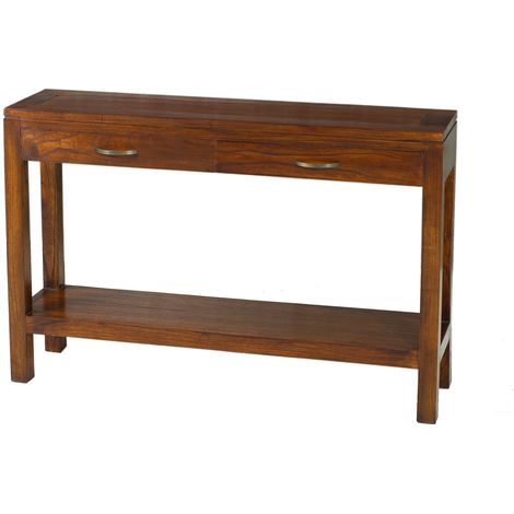 Macabane – Console rectangulaire 120x30.5x78 cm – 2 tiroirs en bois Mindi – Style moderne et chaleureux – Meuble monté pour salle à manger (1/4)