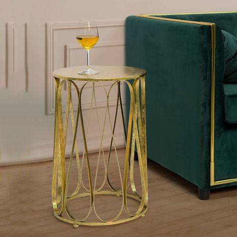 Dmora Couchtisch Danoba, Stauraum, Runde Form, Tischplatte in Gold, 37x37x58h cm Gold (1/5)