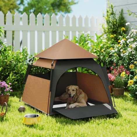 Tente pour chien pliable, abri extérieur imperméable, niche pour grand chien, marron foncé, résistant aux intempéries (1/5)
