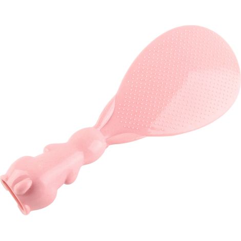 Cuillère à riz en forme de lapin, antiadhésive, rose, pour un service facile. (1/5)