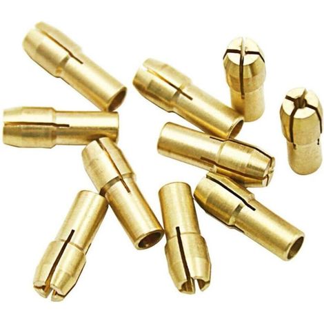 Confezione da 10 mandrini di precisione in ottone BDD da 0,5-3,2 mm per trapani Dremel - Utensili con mandrino rotante elettrico (1/4)