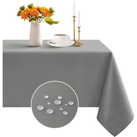 Nappe lavable grise 240x140 cm imperméable rectangulaire Polyester