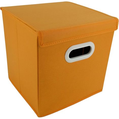 Lot empilable boîte de rangement pliable en tissu anti-poussière avec couvercle orange pour chambre bureau maison (1/5)