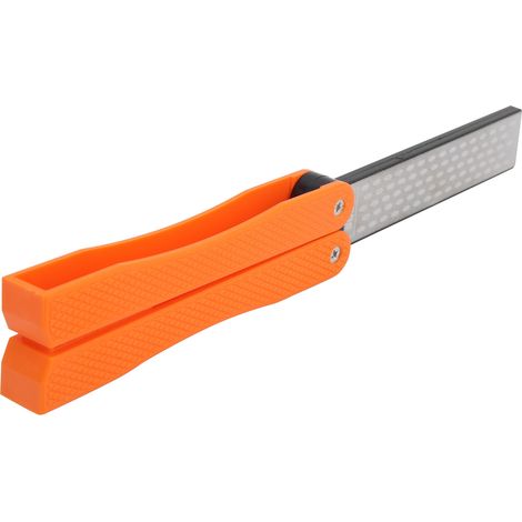 Pierre à aiguiser diamant double face orange portable pour couteaux de cuisine et extérieur