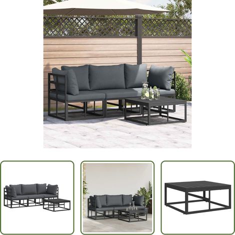 Gartenmöbel -  Gartensofa-set 4 pcs Schwarz Metall (1/5)