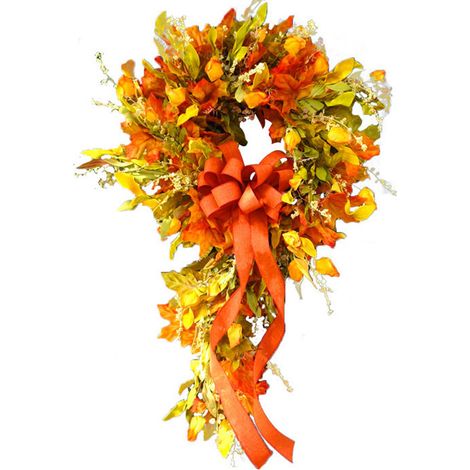 Künstlicher Herbstkranz 60 cm (23,6 Zoll) mit Ahornblättern, ideal zum Dekorieren Ihrer Haustür, im Herbst, zu Halloween, Thanksgiving und Erntedankfesten. (1/5)