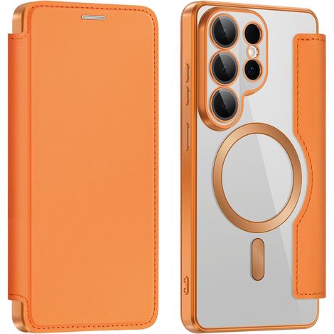 Funda tipo cartera Ultra para Samsung Galaxy S26, RFID MagSafe con protección para la cámara, color naranja. (1/5)