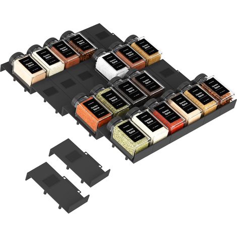 Rangement Épices Tiroir, 24 Pièces 12 5 2,5 cm Organisateur pour Tiroirs de Cuisine, Colocalisable pour Pots d'Épices (1/5)