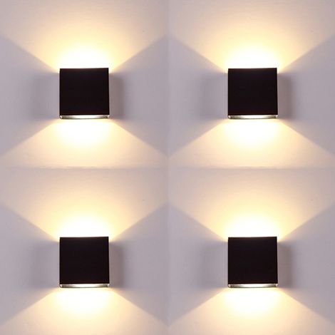4 pièces haut et bas mur LED lampe noir 6W 3000K aluminium intérieur applique murale pour chambre escalier côté décor (1/5)