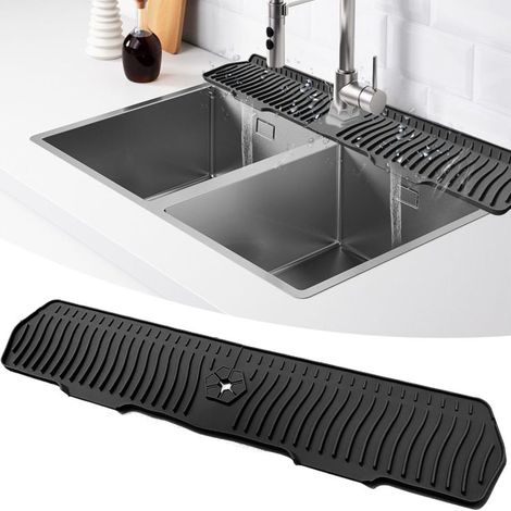 Housse de protection en silicone noire compatible clé de 76 cm, tapete de secado pour cuisine et salle de bain (1/5)