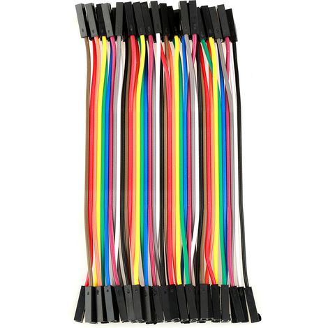 Lot de 5 câbles de connexion colorés de 11,5 cm, 40 broches femelles vers femelles, pour plaque d'essai. (1/5)