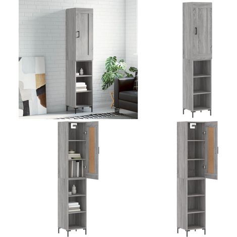 Highboard Grau Sonoma 34,5x34x180 cm Holzwerkstoff - Holzwerkstoff - Schrank (1/5)