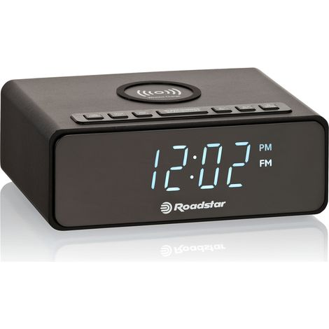Roadstar CLR-700 Qi Radio Reloj Despertador Digital PLL FM, Cargador Inalámbrico Móvil Smartphone con Tecnología QI Negro (1/5)