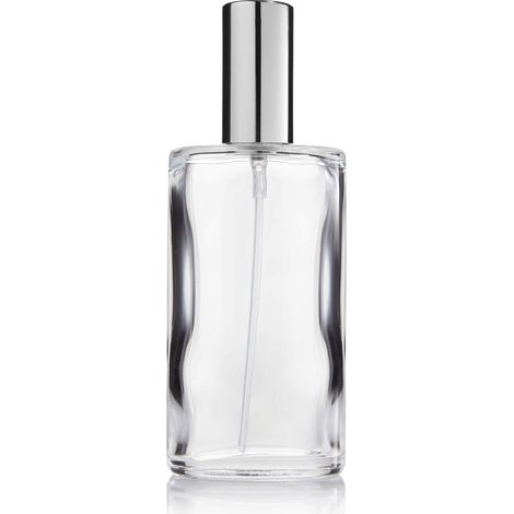 Atomizzatore Brand Fantasy Model Bottle in vetro trasparente, ovale, con pompa di atomizzazione + copertura in argento, per 100 ml, altezza 14 cm (1/5)