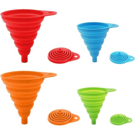 paquet De 4 Entonnoirs Pliables En Silicone, Entonnoir Flexible/pliable/de Cuisine Pour Bouteille D'eau Transfert De Liquide Entonnoirs Bouche Tr (1/4)