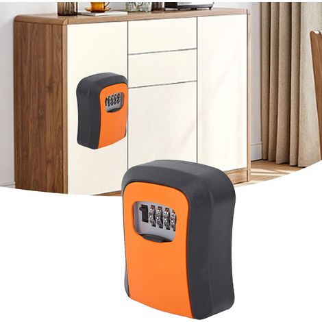 Boîte à œil de chat pour portes de chantier, verrou de porte temporaire mural, serrure d'entrée, boîte de rangement, boîte à clés à code, très grande taille = Orange (1/5)