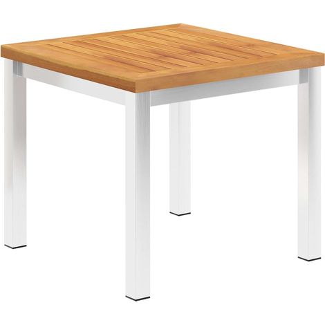vidaXL Table d'appoint de jardin 45x45x38 cm Bois d'acacia et inox (1/5)