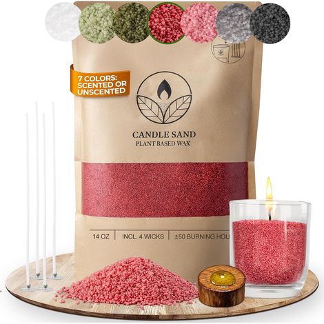 Comforder Sable Parfumé pour Bougies 400 g + Mèches, Brun Rougeâtre, Ambre (1/5)