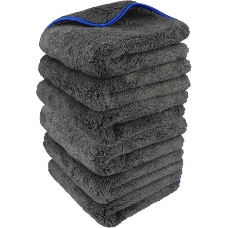 vhbw 6x paño para coche, moto - Paños de microfibra 40 x 40 cm, lavable, reutilizable, negro / azul