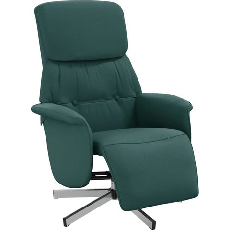 vidaXL Poltrona Reclinabile con Poggiapiedi Verde Scuro in Tessuto (1/5)