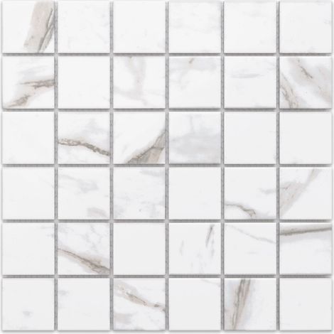 Mosaico in ceramica su rete per bagno e cucina 30,5cm x 30,5cm - Marble Square (1/5)