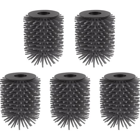 Lot de 5 têtes de brosse WC en silicone pour brosses WC - Hygiéniques, à séchage rapide, flexibles - Taille standard 6,8 x 9 cm (1/3)