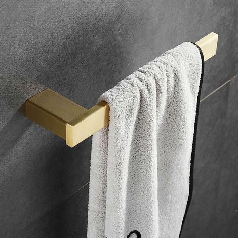 VURAHOME - Porte-serviettes doré Porte-serviettes de forage Porte-serviettes de bain en acier inoxydable 304 mural pour salle de bain mur cuisine (or brossé) (1/5)