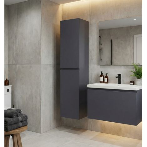 COLONNE salle de bain Armoire de rangement APOLLO LAQUE GRIS GRIS KIT (1/5)