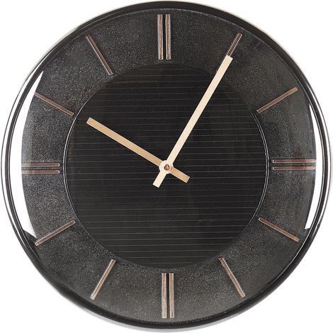 Reloj de pared decoración colgante ø 34 cm diseño glamuroso plástico sin números negro Daroca (1/5)