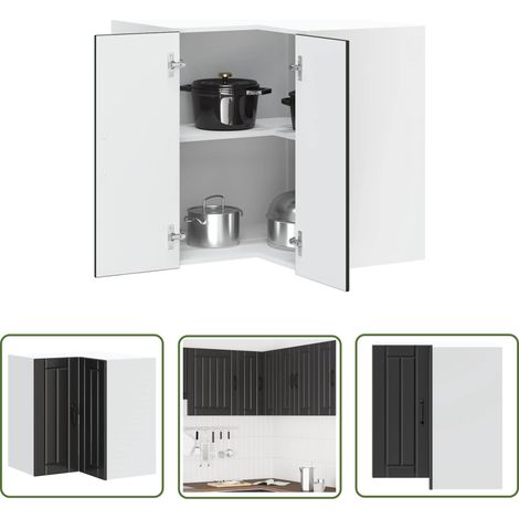 vidaXL Küchen-Eckhängeschrank Lucca Schwarz Holzwerkstoff (1/5)