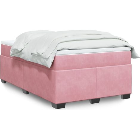 Sommier à lattes de lit avec matelas rose 120x190 cm velours vidaXL (1/5)